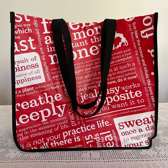 Lululemon Manifesto red & white large reusable tote bag - Picture 4 of 5